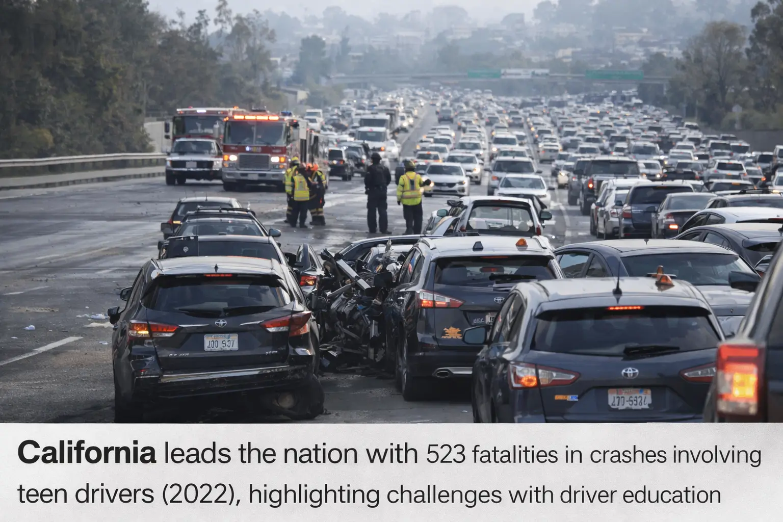 California teen driver crash scene Los Angeles
