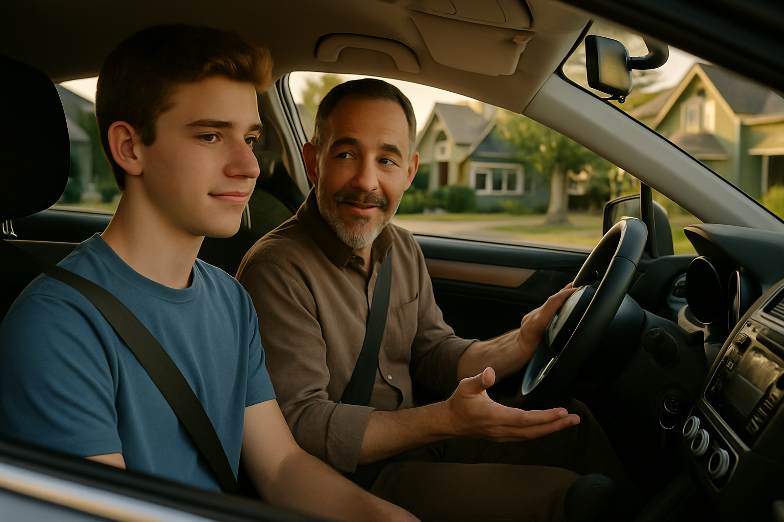 portland driving school teen learning to drive with parent instructor practicing safe driving techniques